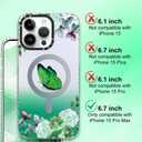 ZIYE Designed for iPhone 15 Pro Max Case for Women Girls [Compatible with MagSafe] Butterfly Flowers Magnetic Phone Case, Lens Camera Protection for 15 ProMax Phone Cover Frosted Green