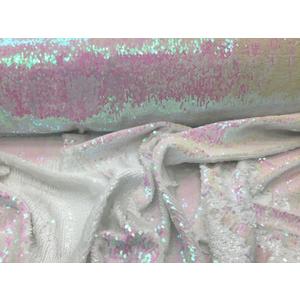 White/pink Hologram Mermaid Fish Scales-2 Way Stretch Lycra-2 Tone Sequins