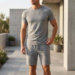 2 Piece Tracksuit Men's Short Sleeve Crew Neck Casual Classic Basic, 2XL