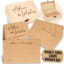 Advice and Wishes Cards Box - 50 Pcs Rustic Baby Shower Advice Cards, Wedding Advices Card for Bridal Shower, Well Wishes Box for Graduation, Christmas, Birthday Party Decorations