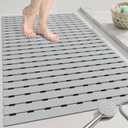 OTHWAY Large Shower Mat, 35.4 x 24 Inch No Suction Cup Shower Mat Non Slip, Quick Drain Shower Mats for Inside Shower, Heavy Duty PVC Shower Floor Mat, Curlable Shower Stall Mat (Light Grey)