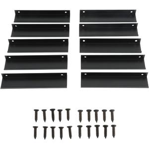 Stylish and Sturdy Edge Pulls, Set of 10, Aluminium Alloy G Type Clasp Hidden Cabinet Handles - Black