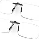 FONHCOO Clip-on Blue Light Blocking Glasses Night Driving Sunglasses 2 Pack Lens over Prescription Glasses for Women Men (2 Pack Transparent Blue Light Blocking Lens)