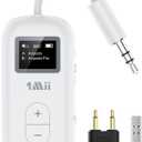 1Mii SafeFly Dual | Bluetooth 5.3 Adapter Bluetooth Transmitter w/Screen for Wireless Headphones, Wireless Audio Transmitter Use with 3.5 mm Audio Jack on Airplanes/Gym/TVs-Transmitter Only