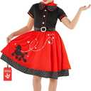 Morph Poodle Skirts For Girls Costume 50s Costume for Girls 1950s Poodle Skirt Costume Girls Poodle Skirt Costume Kids (Medium)