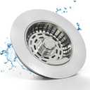 Semour 3 in 1 Kitchen Sink Drain Strainer, 304 Stainless Steel Kitchen Sink Stopper, Pop Up Kitchen Sink Strainer, Fast Drainage Anti-Clogging Sink Plug for US Standard 3-1/2 Inch Drain