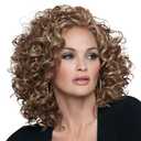 Raquel Welch Click Click Flash Full Curly Chin Length Wig by Hairuwear, Average Size Cap, RL9/24SS Iced Cafe Latte