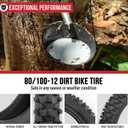 Rear 80/100-12 3.00-12 Tire and Inner Tube,80-100-12 Dirt Bike Tire Compatible with 90cc 110cc 125cc Honda XR70 CRF70 Yamaha PW80 TTR90 KX65 Taotao DB14 Coolster QG214 Tuttio Off Road Motorcycle