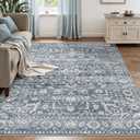 Soalmost 6x9 Area Rugs for Living Room, Stain Resistant Neutral Washable Rugs for Bedroom, Floral Vintage Non-Slip Soft Throw Carpet for Dining Room Farmhouse (Blue, 6'x9')