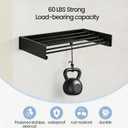 Wall Mounted Laundry Drying Rack, Carbon Steel Foldable & Retractable Clothes Drying Rack, Space Saving Adjustable Towel Holder for Bathroom, Laundry, Small Spaces (1, Black, 80cm), 31.5"