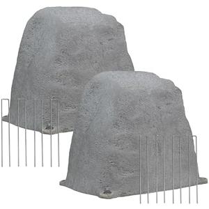 Sunnydaze 11" H Polyresin Faux Landscape Rock Cover - Lightweight Fake Rock Well Pump Cover for Outside - Gray - 2-Pack