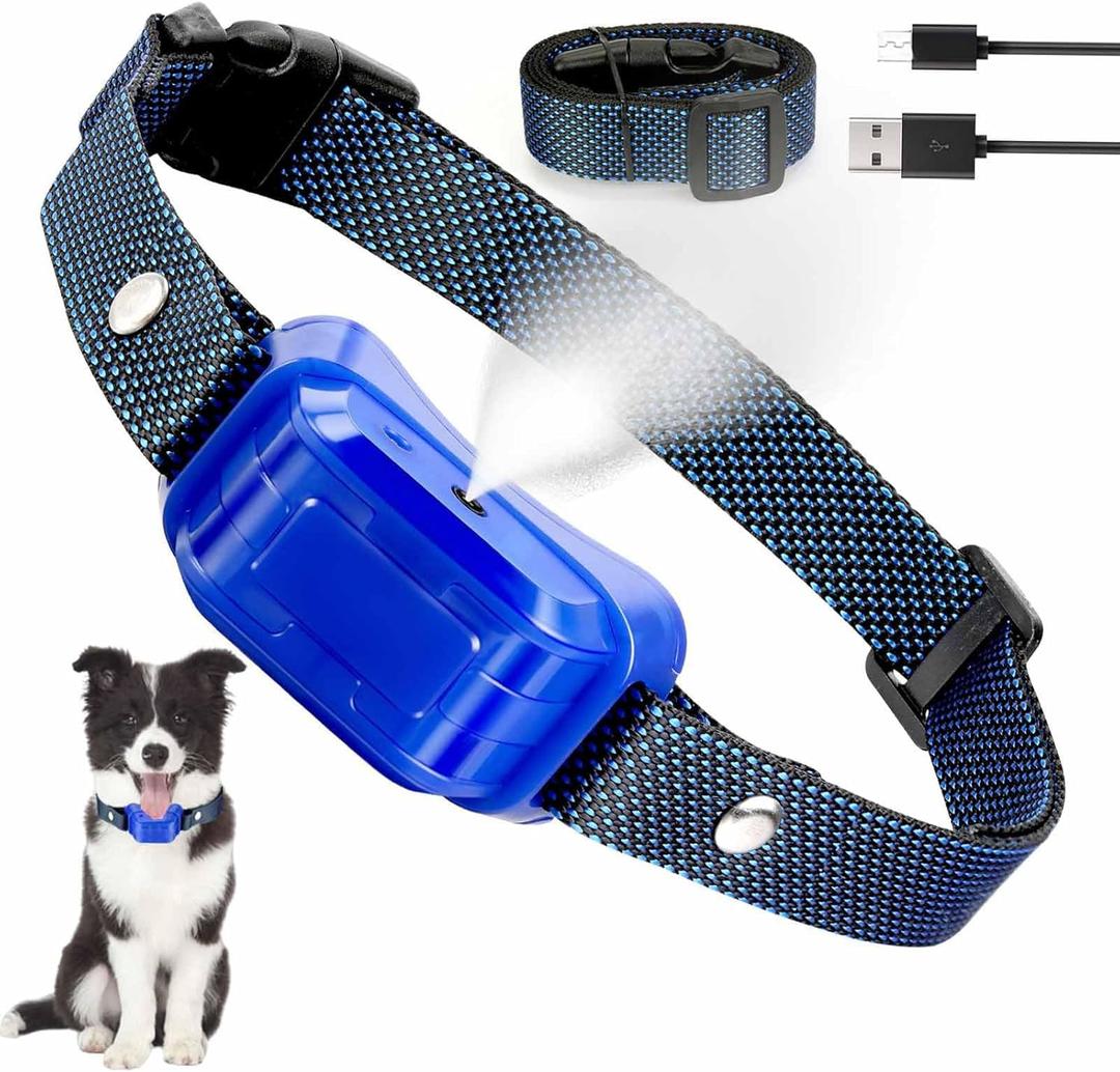 Citronella Bark Collar for Dogs, [No Spray Refill] Spray Dog Training Collar, Humane Citronella Dog Barking Collars, Safer Anti Barking Control Spray Collar for M Dogs Blue