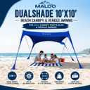 Malo'o DualShade 10x10 Beach Canopy & Vehicle Awning – Exclusive 2-in-1 Sun Shelter, SPF 50 Shade Tent, Car Camping Awning, Carry Bag Included