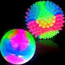 2 Pieces 2.5" Light up LED Dog Toy Ball Elastic Flashing Glowing Interactive Toy Pet Color Ball Bounce-Activated for Small Medium Dogs and Puppies(Classic Style)