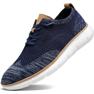 Mens Oxfords Shoes Casual Walking Dress Sneakers Mesh Business Work Lightweight Soft Sole (6.5, Dark Blue)