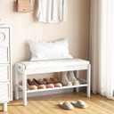 Shoe Storage Bench with Cushion - 2 Tier Shoe Rack for Front Door Entrance, Wood Shoes Rack, Entryway Bench with Shoes Storage for Closet,Hallway,Bedroom&Living Room(White, 31.5" W)
