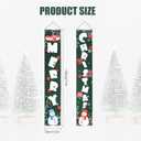 Merry Christmas Porch Signs, 2pcs Christmas Vertical Porch Signs Xmas Gift Boxes Snowman Porch Sign Front Door Banners Decorations for Xmas Party Outdoor Indoor Decor Supplies (71x12 Inch)