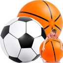 Lewtemi Giant Inflatable Sports Balls Large Inflatable Beach Ball Baseballs Soccer Rainbow Basketball Football for Sport Birthday Party Favor(2 Pcs,Soccer, Basketball,27 Inch)