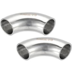PATIKIL 2pcs 90 Degree Mandrel Bend Elbow, 3/4 Inch OD Steel Exhaust Elbow Exhaust Piping Connector 316 Stainless Steel for Exhaust Pipe Stair Handrail HVAC