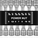 BOEN 14 Piece Power Nuts Driver Drill Bit Tools Set, 1/4 inch Driver Hex Metric & SAE Socket Wrench Screw for Power Tools