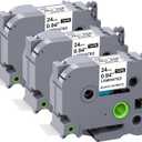 TZe-251 Label Maker Tape 24mm 0.94 Laminated White Replacement for Brother P-Touch Label Tape TZe251 TZ-251 Black on White 1 Inch TZe Tz Tape Work for Brother PT-D600 PT-D610BT PTP700 PTP710BT, 3-Pack