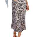 HERBATOMIA Women’s Midi Floral Print Long Boho Skirts High Elastic Waist Zipper Vintage Casual Midi Skirts for Women, L