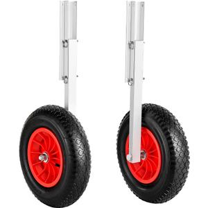 VEVOR Boat Launching Wheels, 300 lbs Load Capacity, 15" Aluminium Alloy Transom Wheel with Inflatable Rubber Tires, Folding Launch Wheels with 4 Quick Release Pin, Fit 14.7 ft Inflatable Fishing Boat