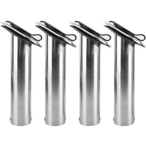 Amarine Made 4 Pack of Stainless Steel Rod Holders Rubber with Cap, Liner, Gasket (30 Degree Rod Holders)