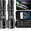 Rechargeable Flashlights High Lumens, Super Bright LED Small Powerful Tactical Flashlight with Memory Function, 6Modes Pocket Waterproof Flash Light for Camping,Emergency (Black)