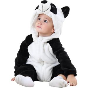 MICHLEY Unisex Baby Animal Costume Winter Autumn Flannel Hooded Romper Cosplay Jumpsuit (White, S)