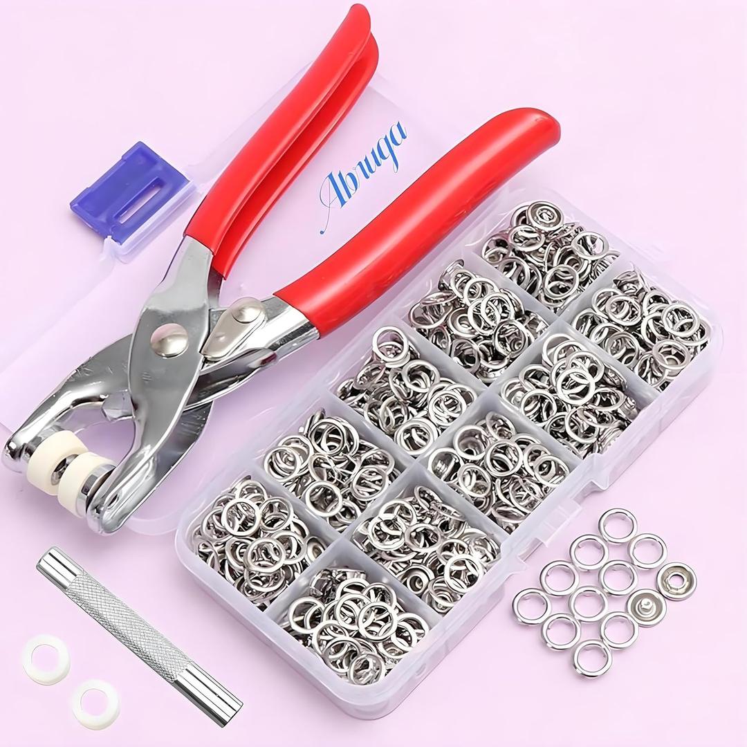100 Sets Abruga Metal Snaps Buttons, Five Claw Buckle Installation Plier Tool Set, Snap Fastener Plier Tool, Metal Prong Snaps Buttons for Clothing Leather Crafting Sewing