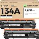 134A Toner Cartridge 2-Black with chip High Yield Replacement for HP 134A W1340A 134X W1340X Compatible with HP Laserjet M209dw MFP M234dw M234sdw M234sdn Printer Ink M209dwe M234dwe M234sdwe M234sdne