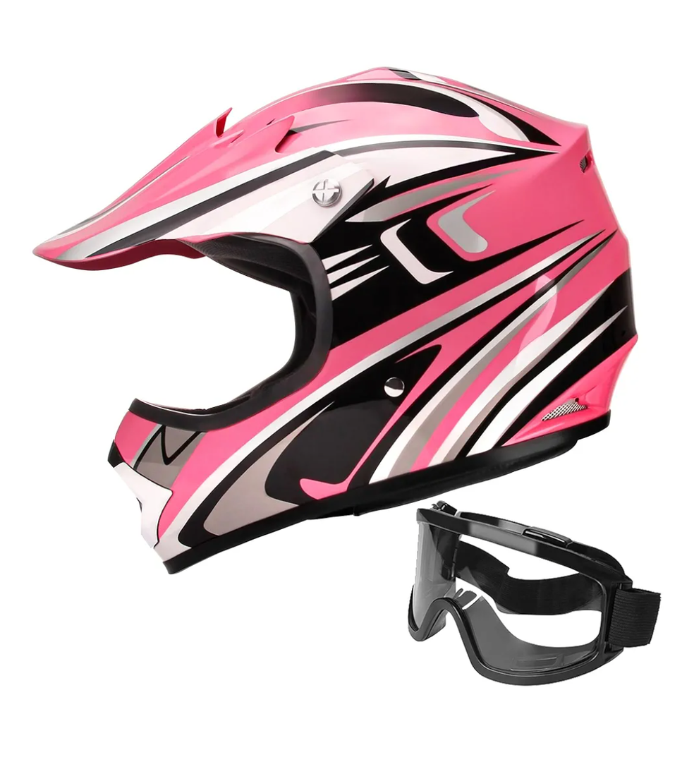 DOT Youth Motocross Offroad Street Dirt Bike Helmets for Kids 8-14,BMX MX ATV Helmet with Goggles DOT Approved