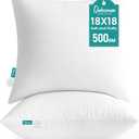 Oubonun 18 x 18 Throw Pillow Inserts - Soft, Plush & Decorative Down Alternative Pillows for Couch Sofa Bed, Machine Washable - White, Pack of 2