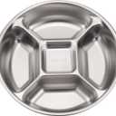304 Stainless Steel Divided Plate, 8.9 in Five-Compartment Serving Dish, Multipurpose Food Prep Tray, Practical Portion Control Plate, Stackable and Easy to Clean Design