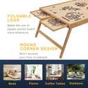 TEAKMAMA 1500 Piece Wooden Jigsaw Puzzle Board with 4 Drawers, Folding Puzzle Table with Protective Cover, Jigsaw Board with Legs, Multifunctional Game Table for Adults, 34W x 26.3D, Natural