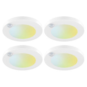 JULLISON 4 Inch Field Selectable 5CCT LED Motion Sensor Ceiling Light, 120V Wired Closet Light, 10 Watts, 600Lm, CRI80+, Nondimmable, ETL Certified, Wet Location, Round/White, 4 Packs …