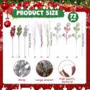 Shinymoon 72 Pcs Red Green Silver Christmas Tree Picks and Sprays Decorations 17'' 12'' 8.6'' Artificial Glitter Christmas Flower Berry Branches Stems for Xmas Tree Wreath Vase Filler Holiday Decor