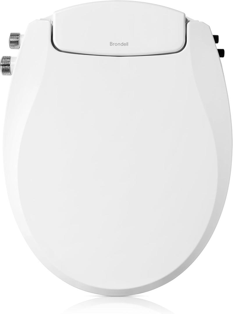 Brondell Swash Bidet Toilet Seat, Non-Electric, Dual Temperature, Fits Round Toilets, White Dual Nozzle System with Easy Installation