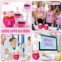 Tigeen Breast Cancer Awareness Decorations Pink Breast Cancer Pumpkin Flower Tabletop Centerpieces with Pink Ribbon Pattern for Fall Home Office Charity Party Decor