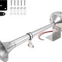 Horns 12V for Boat, Marine Boat Trumpet Horn Polished Stainless Steel Marine Horn, Low and High Tone Adjustable Trumpet Support