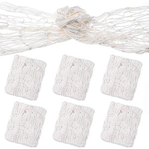 6 Pack Natural Fish Net Decorations, 79x40 Inch Cotton Fishnet Beach Theme Decor for Pirate Party for Home Bedroom Indoor and Outdoor Wall Hanging