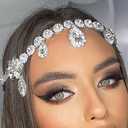 Missgrace Vintage Dainty Shining Women Bridal Rhinestone Gold Silver Waterdrop Chunky Head Chain Headband Boho Crystal Teardrop Headpiece Hair Jewelry Wedding Prom Party Halloween Festival Hair Accessories for Women Girls