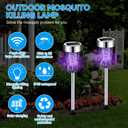 Qualirey 4 Pack Solar Bug Zapper Outdoor Mosquito Waterproof LED Light Mosquito Repellent Killer Bug Zapper for Indoor Outdoor Patio Yard (Purple Light,Silver)