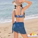 GRACE KARIN Swimsuit for Teens Bikini Set Bathing Suit Tankini Swimwear Girl Fashion Clothes with Cover Up Skirt Size 10 (Blue)
