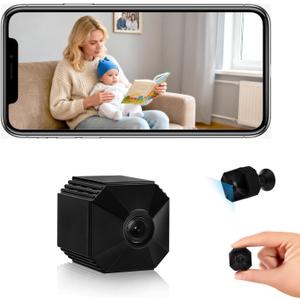 2025 New Upgraded WiFi Mini Spy Camera Hidden Camera, Wireless Small Nanny Cam Real 1080P with Night Vision for Indoor Security, Tiny Secret Camaras Espias Ocultas for Baby/Pet with APP Remote Viewing