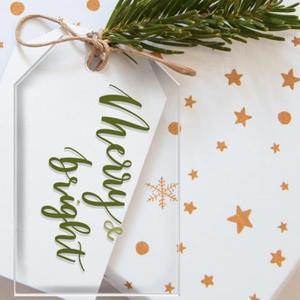 UNIQOOO 3.25 Clear Acrylic Christmas Ornament, Stocking Gift Tag, Acrylic Blanks, Wedding Gift Tag, Stocking Tag, Pack of 20