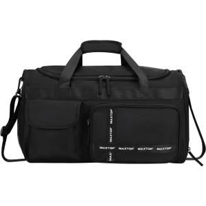 MAXTOP Gym Bag for Women Men Travel Duffle Bag Large Capacity Carry On Weekender Overnight Bag With Shoe Compartment Gym Tote Dry Wet Separation Duffel Bag for Travel (Black)