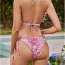 RoseSeek Women's Leopard Floral String Starfish Metal Swimsuits (Pink, M)