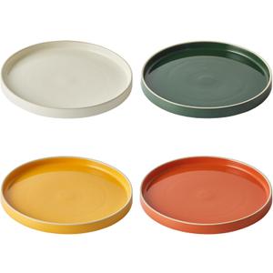 Odense 9.8" Large Dinner Plates(Set of 4) - Ceramic Plates for Dining Serving - For Salad, Pasta, Steak - Modern & Minimal, Wide Round Design, Stackable - Microwave & Dishwasher Safe (Multi Color)
